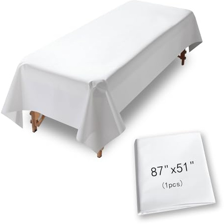 Reusable Massage Table Sheets, 87 x 51 Waterproof Massage Bed Cover PVC Wax Mat Pad Esthetician Bed Covers for Therapy Tattoo Beauty Salon SPA (White,1pc)