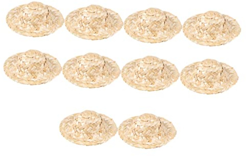 OFFSCH 10piezas Mini Sombritas De Paja Tejidas Mano Gorros Artesanales para Manualidades Decoración para Muñecos y Casa De Muñecas Accesorio Creativo Resistente y Duradero