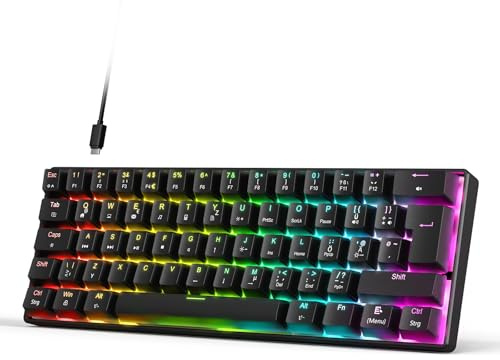 MAGIC-REFINER MK37 8000Hz Rapid Trigger-Tastatur, 0,04mm RT-Genauigkeit, QWERTZ Kabelgebundene RGB 60% Gaming-Tastatur mit Magnetic Switch, Einstellbare Betätigung, Snap Tap, für PC/Mac, Schwarz