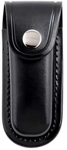 Pocket Knife Sheath,4 Folding Leather Pocket EDC Knife Case,Multitool Sheath Portable Pouch Leather Holster with Snap Closure and Belt Loop,Accessory for Outdoor Climbing,Camping,Cycling Use