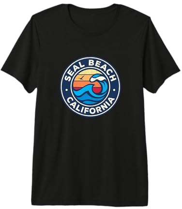 Seal Beach California CA Vintage Nautical Waves Design Premium Tri-Blend T-Shirt