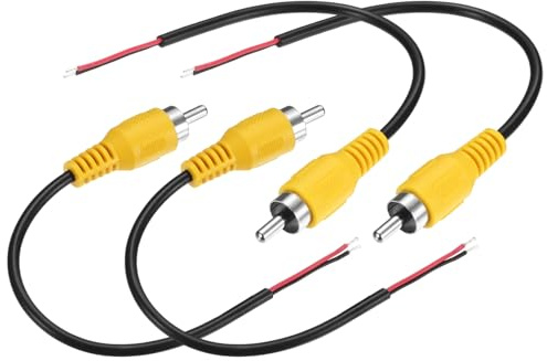 M METERXITY 4-Pack RCA to Speaker Wire Adapter, 5.9 Inch/0.15 m RCA Male Plug Jack to Bare Wire Connector Adapter for AV Receiver/Amplifier/TV [Yellow] Repairing Speaker Cords