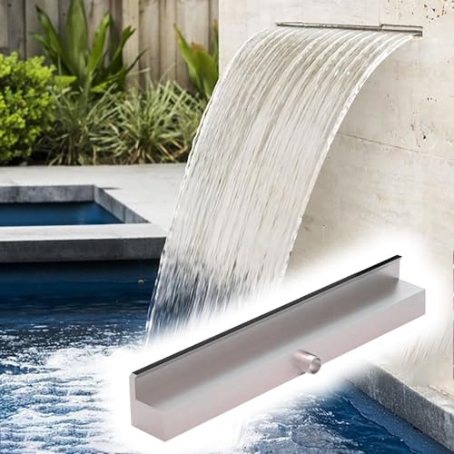 MLYAYE Wasserfall-Überlaufrinne Großer Wasserfall-Überlauf für Gartenteiche, individuell anpassbarer, wandmontierter Edelstahl-Überlaufbrunnen für Garten/Terrasse/Hinterhof(30 cm (11 4/5 in))