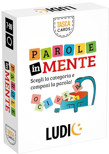 LUDIC – Cartes de Poche Mots à l'esprit - Choisissez la catégorie et Forme la Mot | Jeu de Cartes de Poche, Défis de Lexique et de Logique, Jeux de Société 7–99 Ans, pour Enfants, Garçons, Adultes