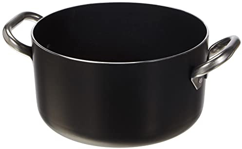 Pentole Agnelli, ALSA104SS24, Casseruola Alta in Alluminio con 2 Maniglie in Acciaio, Alluminio Antiaderente interno/esterno 3mm, Diametro 24 cm