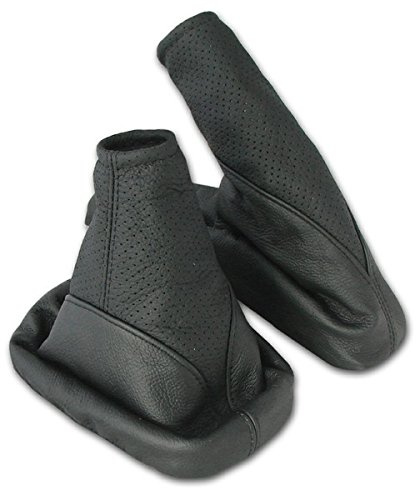 Schaltsack für Opel Vectra B Set mit Handbremsmanschette - Bj. 1995 - 2002 - Schwarz (perforiert) - Schaltmanschette Manschette für Schaltung & Handbremse Handbremssack Echtleder A106-1