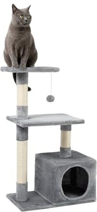 lionto Tiragraffi per Gatto Albero Tiragraffi Gatto Gioco Giocattolo Gatti Altezza 85 cm, Grigio Chiaro