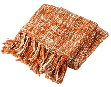 BATTILO HOME Orange Throw Blanket for Couch, Decorative Fall Blankets and Throws, Soft Colorful Throw Blankets for Bed, Halloween Throw Blanket for Home Decor, 50x60