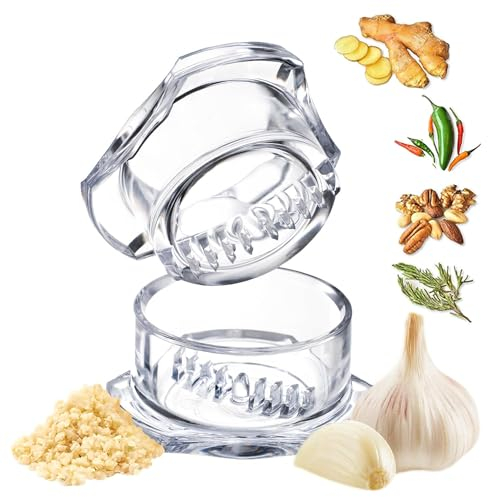 Nextrend Garlic Twister 4th Gen - Ginger, Herb, Nuts & More - Handheld Kitchen Mincer, BPA Free, Dishwasher Safe (Clear)