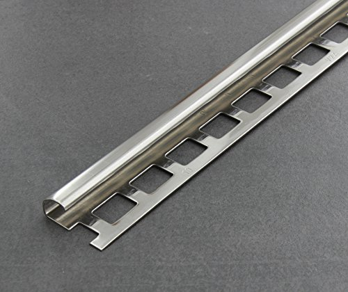 Kakelskena, kakelprofil, rund kantprofil, rostfritt stål (V2A) glänsande, längd 2,50 m 8 mm höjd 10 Stück Setpreis