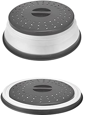 Faltbare Mikrowellen-Abdeckung für Lebensmittel, Mikrowellen-Spritzschutz, spülmaschinenfest, BPA-frei, 26,7 cm, grau