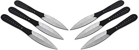 6 teiliges Wurfmesser Set 22,5 cm schwarz Tomahawk Edition inklusive Nylon Holster mit Gürtelschlaufe 3 hochwertige Throwing Knives - Ninja Wurfmesser