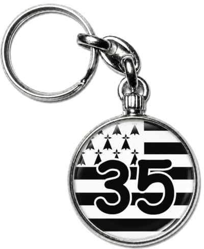 BADGMANIA Porte-clés Métal Bretagne – Collection 14 Designs Drapeau Triskell Hermine – Cadeau Souvenir Breizh – Logo 33 mm 2 Faces – Fabriqué en France