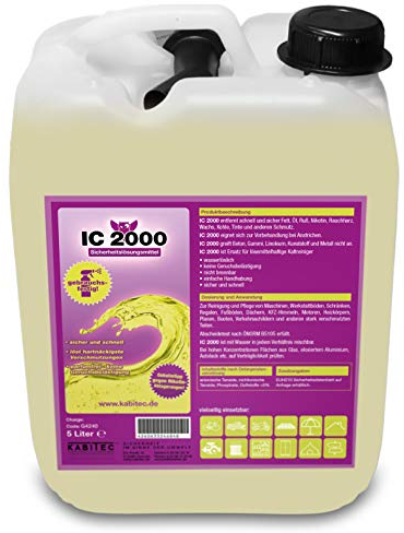 KABITEC IC 2000 Sicherheitslösungsmittel ohne Duftstoffe │ Nikotinentferner, Industriereiniger, Universal-Reiniger │ 5 Liter Kanister, gebrauchsfertig