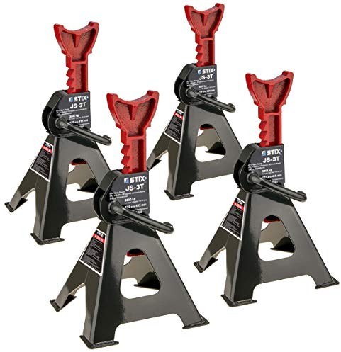 Stix JS-3T - Cavalletto d'appoggio da officina per auto, cavalletto per sollevamento auto, 3 T, 3000 kg, 4 pezzi x 3 T