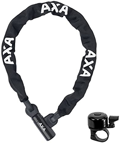 Axa Kettenschloss Linq City 100 - Länge 100 cm - Durchmesser 7 mm Schwarz inkl. Fahrradklingel