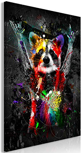 murando - Akustikbild Waschbär 60x90 cm 1 tlg Bilder Akustikschaum Schallschutz Kunst Akustikpaneele Wandpaneele Schalldämmung Wandbild Schallabsorber Akustikplatten Tiere Farbflecken g-A-0245-b-a