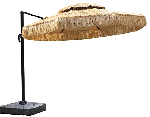 HARICSET Cantilever Parasol Sonnenschirm Ampelschirm Garden Parasol mit Kurbelvorrichtung UV-Schutz Bespannung Sonnenschirm Schirm Gartenschirm Marktschirm(Size:Circle 2.5m(130kg/base))