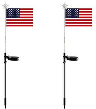 Uonlytech 2 Stücke Tag Solar Weg Licht Usa Lichter Dekoration Fahnenmast Led mit Garden of Stake Amerikanisch für Outdoor Soalr Unabhängigkeit Landschaft Pole Flag Juli
