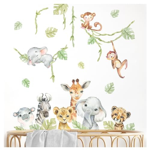 Little Deco Wandsticker Safari Tiere Wandtattoo für Kinderzimmer Babyzimmer Wandaufkleber Dschungel Wanddeko DL916-2