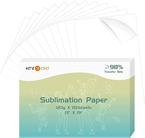 HTVRONT Papel de sublimación de 13 x 19 pulgadas para Tazas, 150 hojas de papel de sublimación compatible con impresora de inyección de tinta de 4.23 onzas