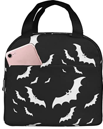 XVBCDFG Bolsa de almuerzo de murciélagos voladores de Halloween, bolsa de almuerzo de aislamiento térmico grueso de papel de aluminio portátil, bolsa de alma