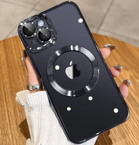 JUESHITUO EinheitsSchutz Serie für iPhone 15 Hülle für MagSafe (Mit Integrierter Kameraschutz) [TOP N56 Starke Magnete] Schutzhülle Stoßfeste Kratzfest Handyhülle iPhone 15 Case (6,1) Schwarz