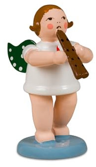 Rudolphs Schatzkiste Miniaturengel mit Doppelflöte mit Krone Höhe ca. 6cm NEU Holzengel Miniaturfigur Figuren Seiffen Frühling Erzgebirge Holzfigur Weihnachten Fensterschmuck Spielzeug