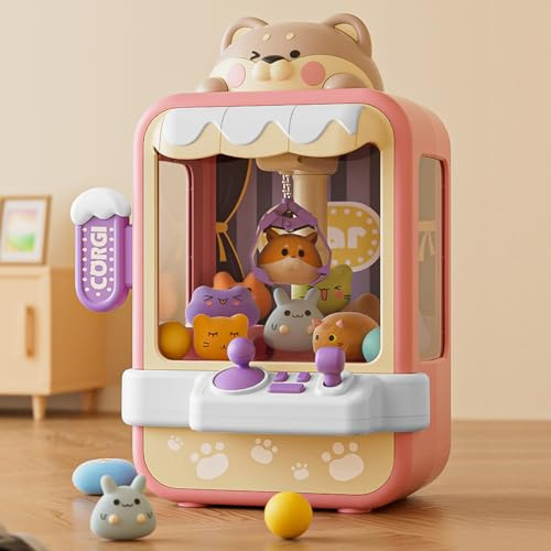 Jovow Kids Claw Machine, Large Candy Vending Grabber, Prize Dispenser Toys for Girls and Boys, Electronic Claw Game Machine for Party Birthdays with Lights Sound (33924 DOG PINK)