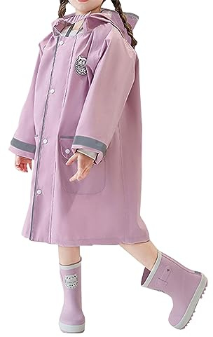 liaddkv Chubasquero para niños y niñas, poncho de lluvia ligero e impermeable para niños, ropa de lluvia para niños, 2XL, regalo 10., morado, 10-11 años