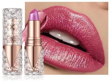 Glitter Lippenstift, Metallic Shimmer Lipgloss, Diamond Shiny Matte Lipstick, Long Lasting Waterproof Non-stick Cup Tinted Lip Balm, High Pigment Sparkly Silky Lip Tint Stain Make-up für Frauen-03