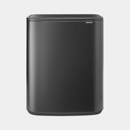 Brabantia Cubo Bo Touch 2x30L Extragrande, doble compartimento | Separación de residuos suave al tacto, cubos interiores | Cubo para basura que ahorra espacio para cocina o lavadero | Confident Grey