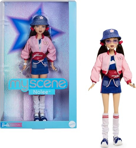 Barbie Signature My Scene Nolee Doll and Accessories, Y2K-Inspired Outfit with Sporty Matching Set, Cropped Jacket, Leg Warmers and Doll Stand