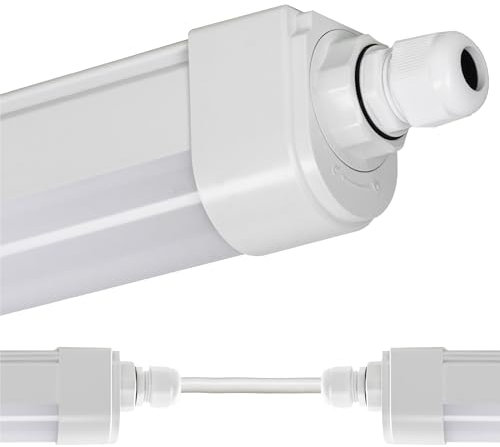 Proventa LED Feuchtraumleuchte 120cm, 36W, 4320lm, 4000K Neutralweiß, IP65, durchverdrahtet verknüpfbar, LED Wannenleuchte für Keller, Garage, Werkstatt, Deckenleuchte Innen/Außen, robuste Kellerlampe