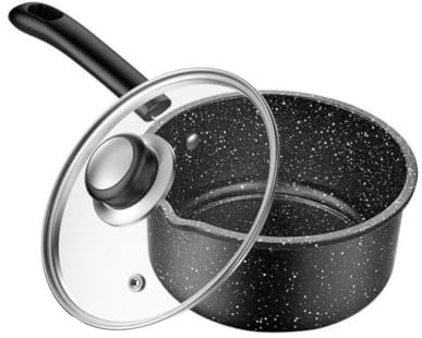 OFFSCH Pot à Lait En Pierre Maifan Casserole Chauffe-théière Pichet De Crème Au Lait Fontaine à Fromage Pots De Nourriture Pour Bébé Avec Couvercles Fondoir De Cire Black Fer Affiné