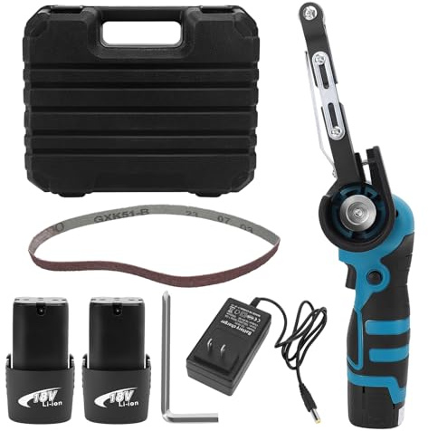 WODHMIEY Cordless Belt Sander, 16.8V Lithium Battery, 7000RPM, 15 Sanding Belts(80-1000 Grits), Powerful Motor for Wood, Metal,Curved Surfaces,Long-Lasting Performance, Fast Charging