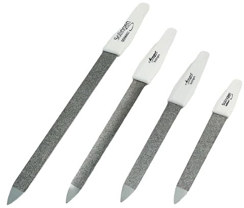 Solingen Nagelfeilen-Set – 4-teiliges Set mit Saphir-Nagelfeilen in fein und grob, in 4 Größen für Maniküre und Pediküre