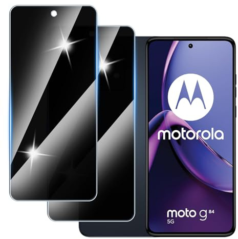 Hirshen 【2 Piezas】 Protector Pantalla Privacidad para Motorola G84 5G,Anti-Espía Vidrio Película,Cristal Vidrio Templado Anti Espía,9H Dureza,Sin Burbujas,Anti-Arañazo,Privacy Screen Protector