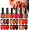 DMQ Jelly Amber Gel Nail Polish Set, 6Pcs Tortoise Shell Gel Polish, Crystal Sheer Nail Polish Red Coral Burnt Orange Brown Nail Varnish, Soak Off UV LED Manicure Art Kit For DIY Home