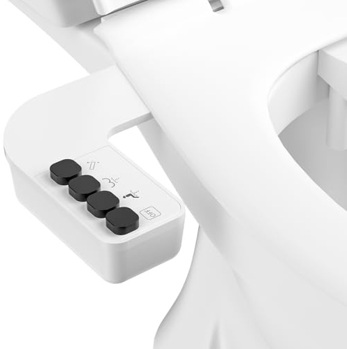 Bidet Aufsatz - Nicht Elektrisch Bidet Toilettenaufsatz mit Einziehbare selbstreinigende Doppeldüsen,Front- und Heckreinigung,Einstellbarer Druckschalter für Wasser