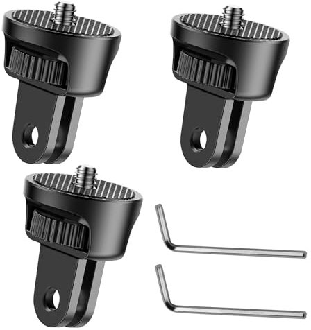 CJMUQHEHH 3 Pièces Adaptateurs Noirs De 1/4 Pouce pour Caméras D’Action, Rotation De 360 Degrés, Support pour GoPro Et Adapteur De Statif pour des Prises De Vue Flexibles