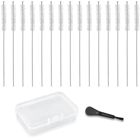 15 Pcs Hörgeräte Reinigungsset,Hörmuschel Ohrmuschel Entlüftungsreiniger, Nylonborsten zum Reinigen von Hörgeräten,Kopfhörern, mit 1 Reinigungsbürsten mit Einzelloch, Wird mit Aufbewahrungsbox