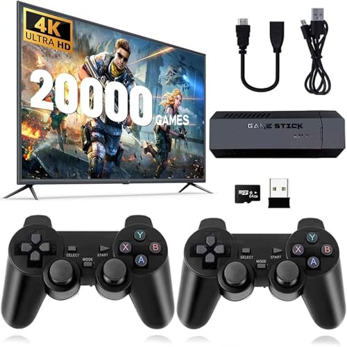ASTEKID Retro Game Console,Wireless Retro Game Stick with 20,200+ Built-in Games, HDMI Output, Plug & Play, 2.4G Wireless Gamepads, Ideal for Family & Friends Entertainment