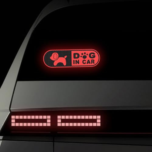 Leniutor 1 Stück Hund im Auto Aufkleber für Autos, hohe Intensität, reflektierend, Welpensicherheit, Auto-Stoßstangen-Aufkleber, wasserdicht, Vinyl, Nachtfahrsicherheitsaufkleber für Heck