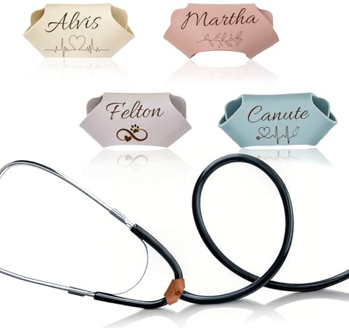 Personalisierte Stethoskop-Namensschilder – Anpassbare Anhänger mit Namen, Ideal als Geschenke für Krankenpflegepersonal, Ärzte und medizinisches Fachpersonal (Leder 2)