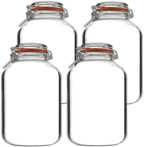 FarbenFux 4er Set Einmachglas 4880 ml Drahtbügel rund luftdicht XXL Vorratsbehälter Aufbewarung