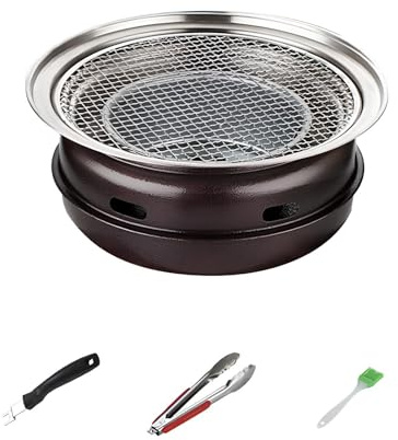 Barbecue au charbon de bois portable de style coréen amovible 35 x 14 cm, parfait pour la cuisine en plein air, le camping, le pique-nique, saveur fumée, facile à nettoyer