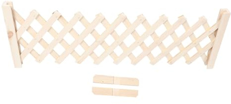 YARNOW Cancelletto per Animali Domestici in Legno Retrattile 35 Cm Altezza, Barriera Autoportante Portatile per Cani da Interno ed Esterno, Recinzione Estensibile per Giardino e Balcone