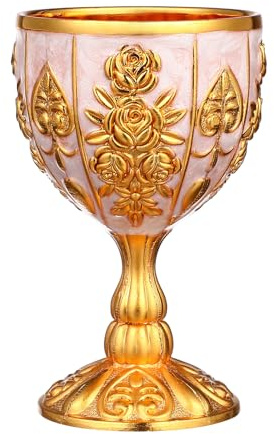 DOITOOL Coupe à Vin Rétro Européenne en Métal Doré et Blanc, Gobelet Décoratif Vintage Résistant, Verre à Vin Style Cocktail pour Fêtes, Mariage et Réception – Décoration de Table