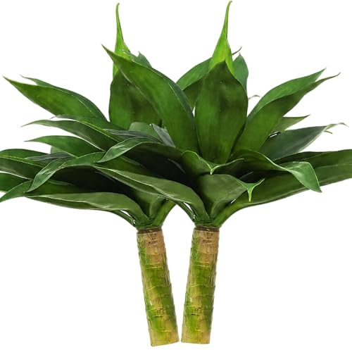 Uanqfegy Pianta di agave artificiale - 2 pezzi di pianta di agave finta realistica a bassa manutenzione con 29 foglie, verde 21, 3x26, 8 pollici per giardino domestico